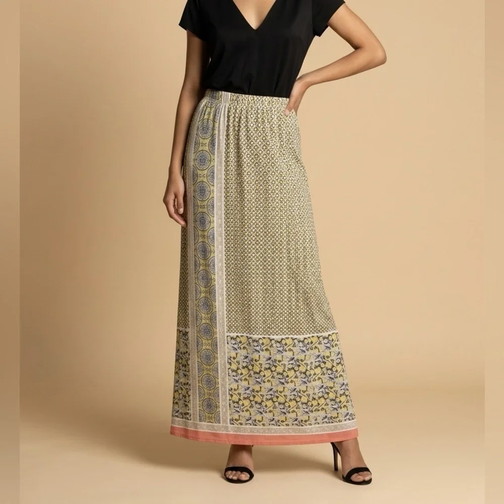 EUC -     Women’s Yellow/White Maxi Skirt - NO TAG. See Measurements